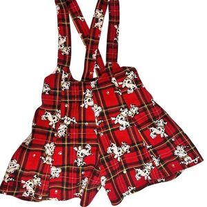 Dalmatian Printed Shortalls‎ Red Plaid 100% Cotton 3T Unbranded